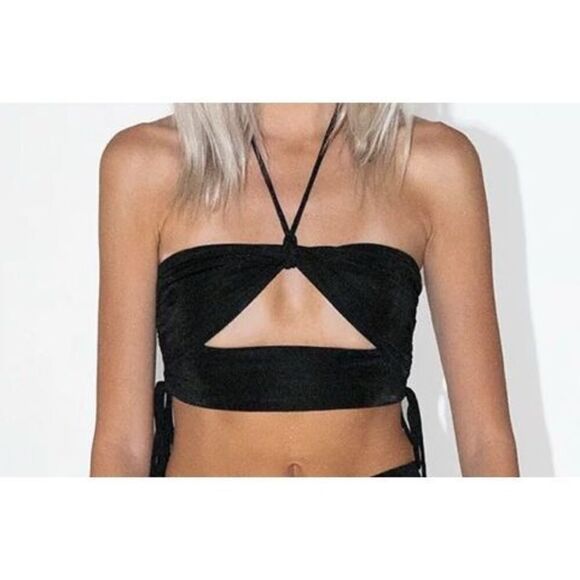 Princess Polly Tops - Princess Polly Black Cutout Halter Crop Top Size 6 Y2K Party Clubwear Luna set